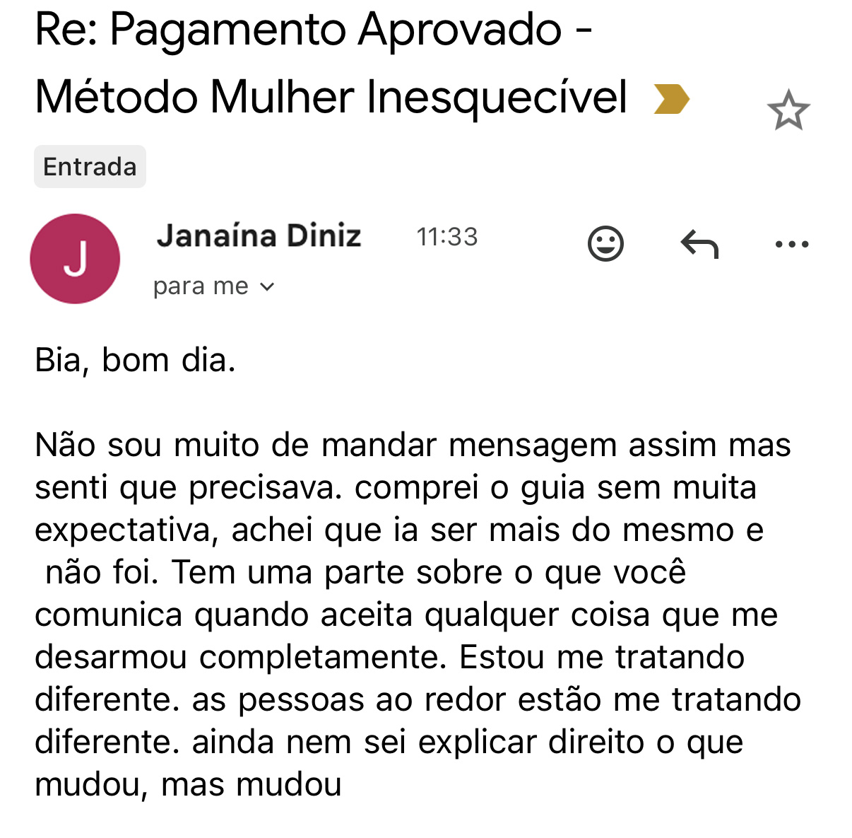 Depoimento real de aluna 1